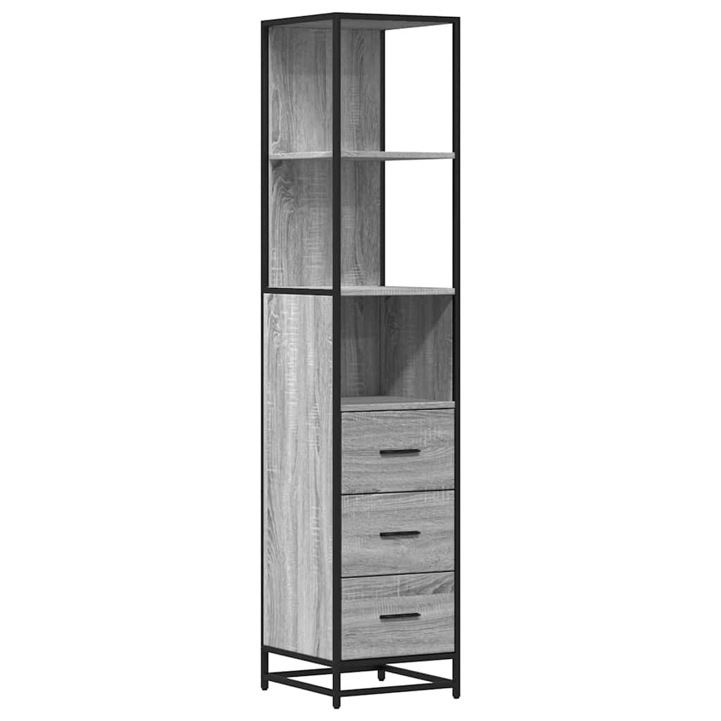 Bathroom Cabinet Gray Sonoma 35x37.5x166 cm Wood Material