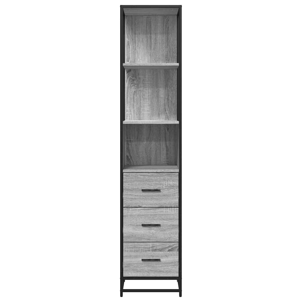 Bathroom Cabinet Gray Sonoma 35x37.5x166 cm Wood Material