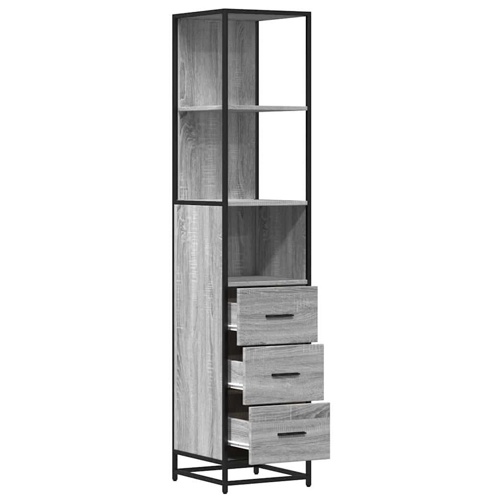 Bathroom Cabinet Gray Sonoma 35x37.5x166 cm Wood Material