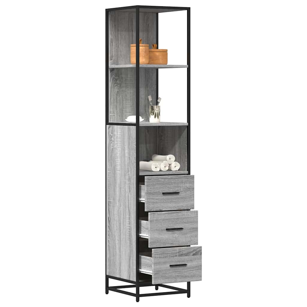 Bathroom Cabinet Gray Sonoma 35x37.5x166 cm Wood Material