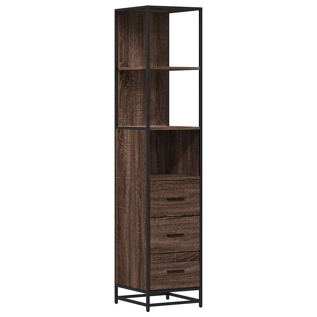 Bathroom Cabinet Brown Oak Look 35x37.5x166 cm Wood Material