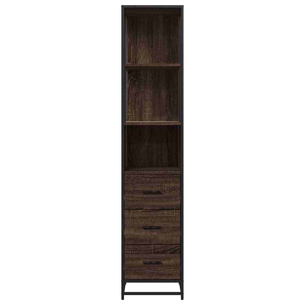 Bathroom Cabinet Brown Oak Look 35x37.5x166 cm Wood Material