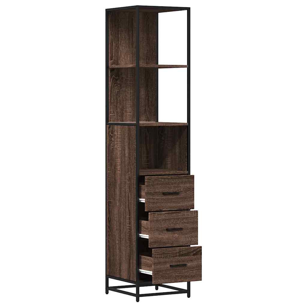 Bathroom Cabinet Brown Oak Look 35x37.5x166 cm Wood Material