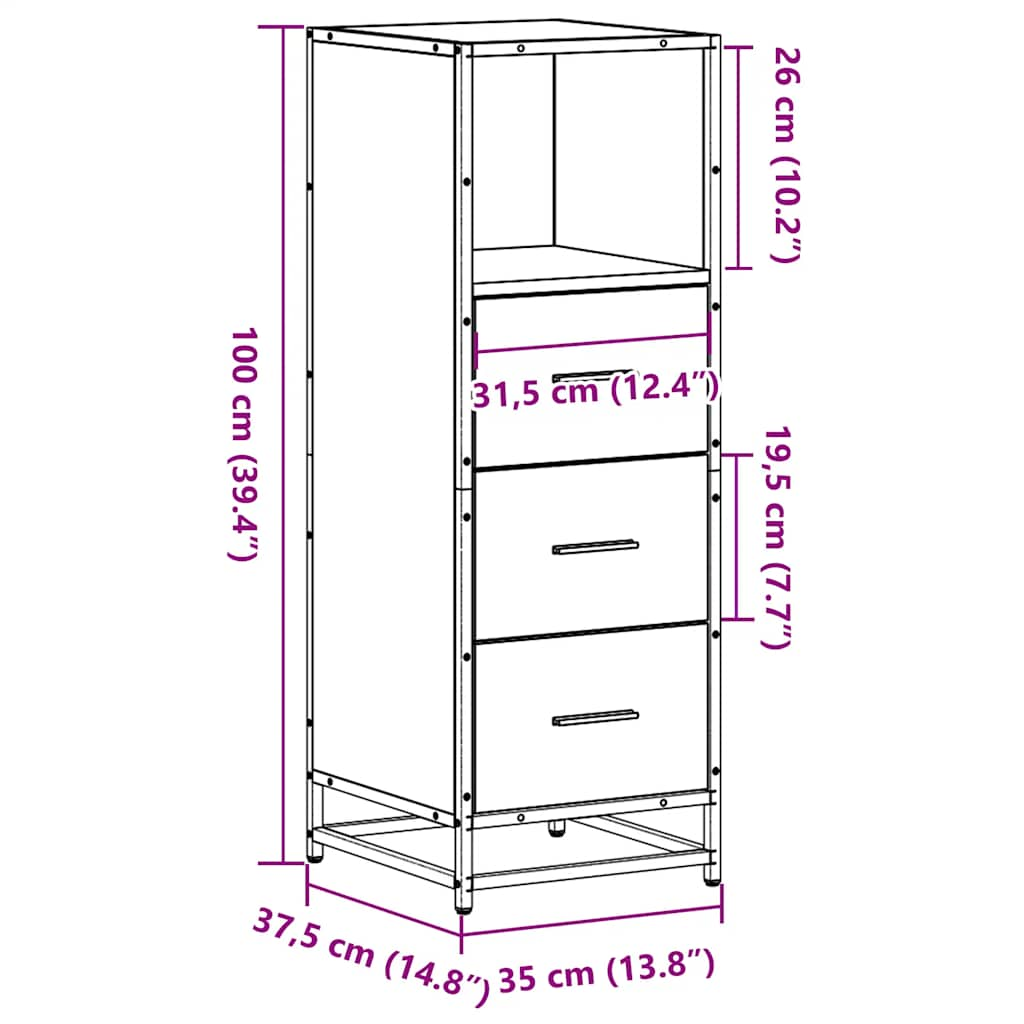 Bathroom Cabinet Black 35x37.5x100 cm Wood Material