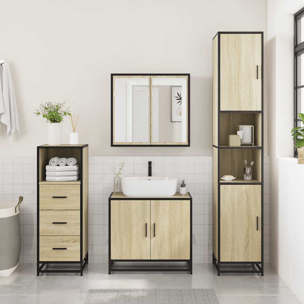 Bathroom Cabinet Sonoma Oak 35x37.5x100 cm Wood Material