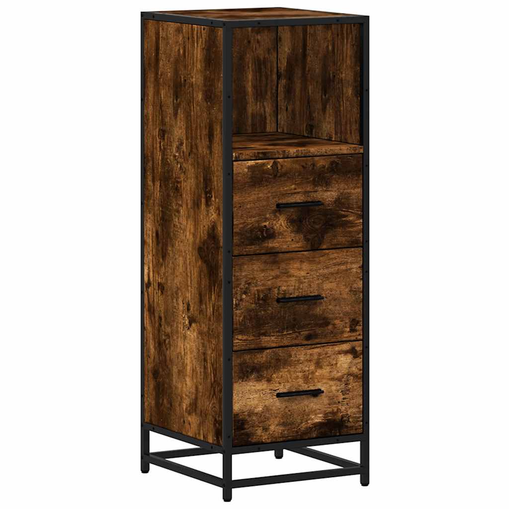 Bathroom Cabinet Smoked Oak 35x37.5x100 cm Wood Material