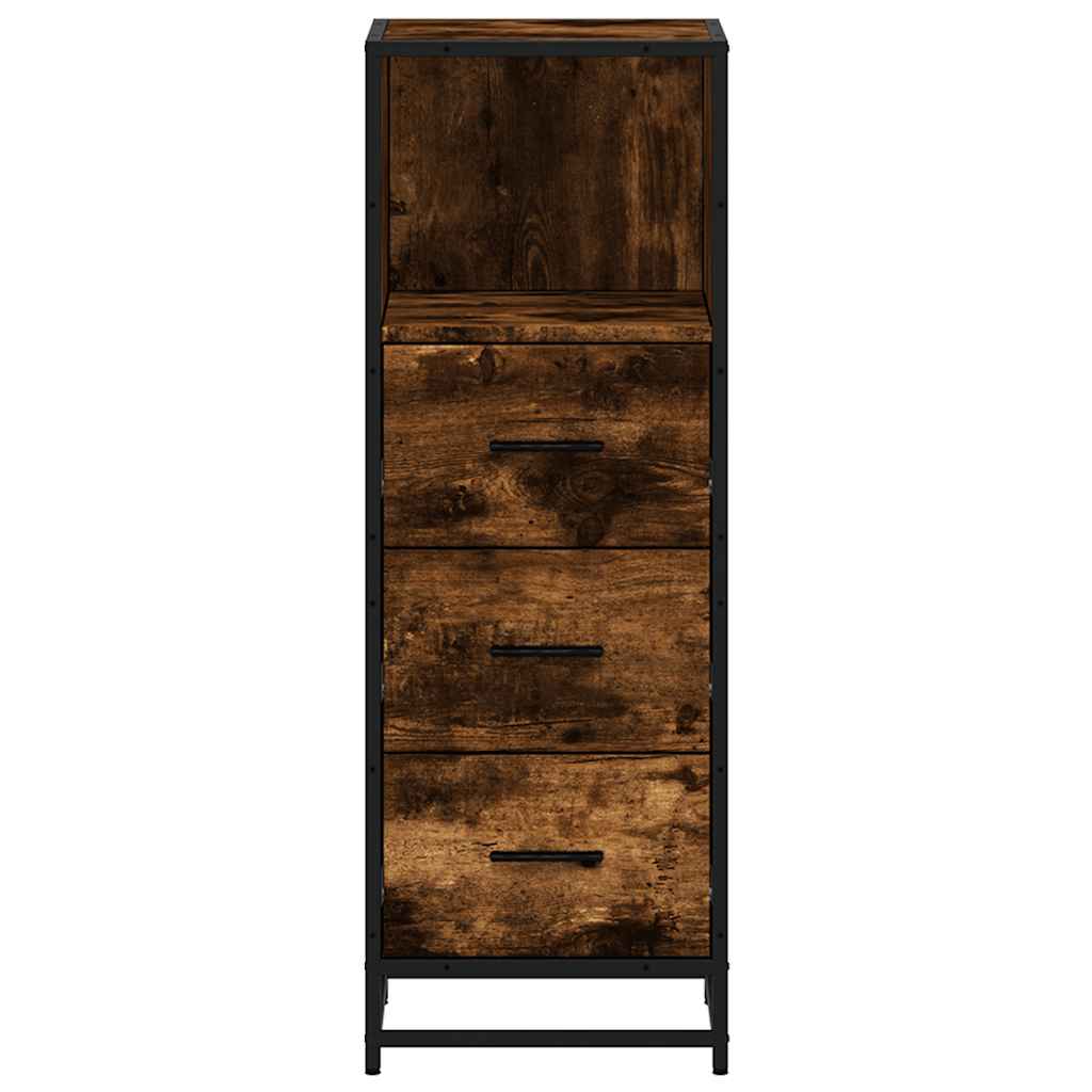 Bathroom Cabinet Smoked Oak 35x37.5x100 cm Wood Material