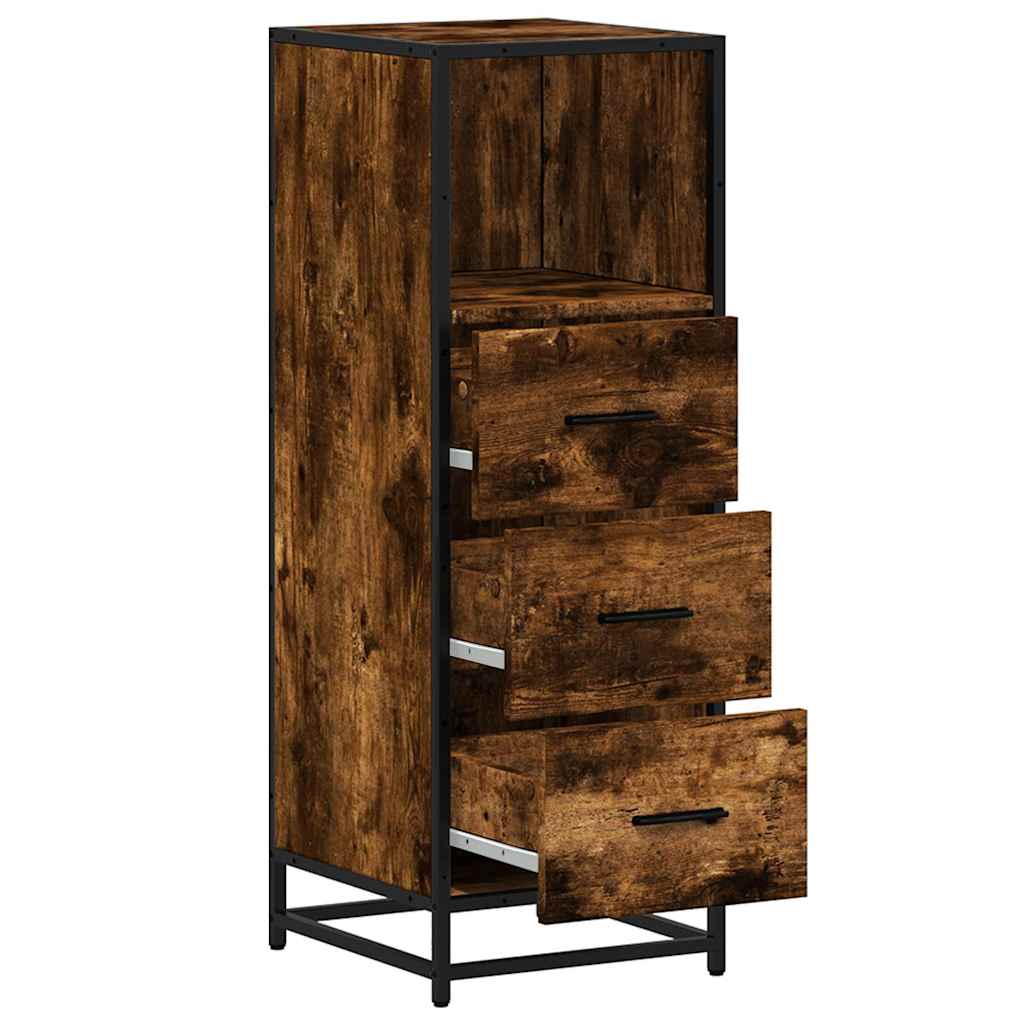 Bathroom Cabinet Smoked Oak 35x37.5x100 cm Wood Material