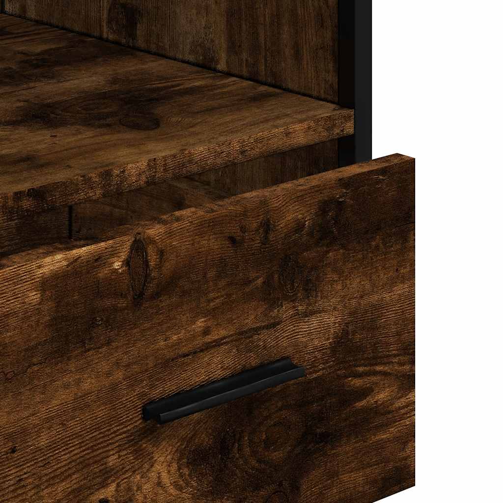 Bathroom Cabinet Smoked Oak 35x37.5x100 cm Wood Material