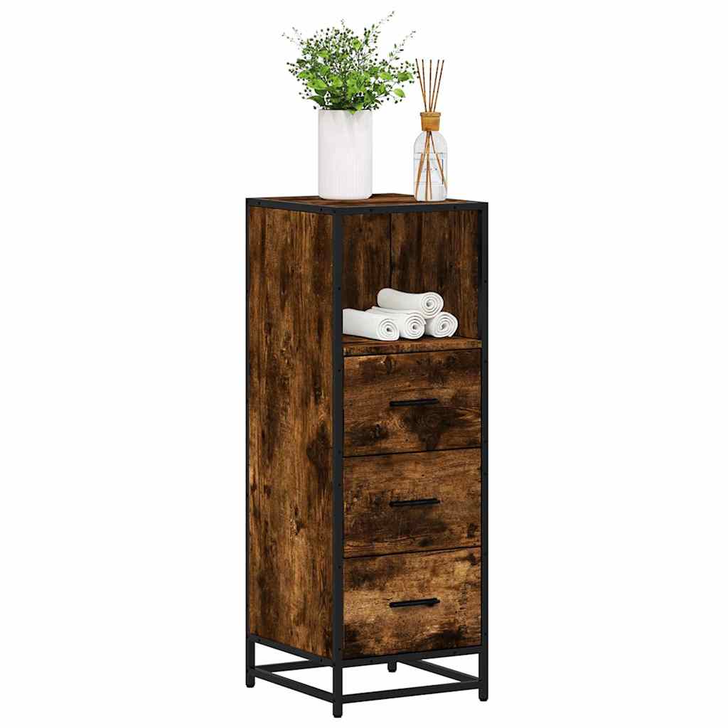 Bathroom Cabinet Smoked Oak 35x37.5x100 cm Wood Material