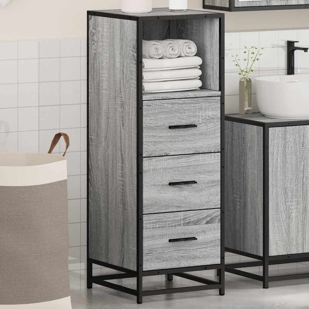 Bathroom Cabinet Gray Sonoma 35x37.5x100 cm Wood Material