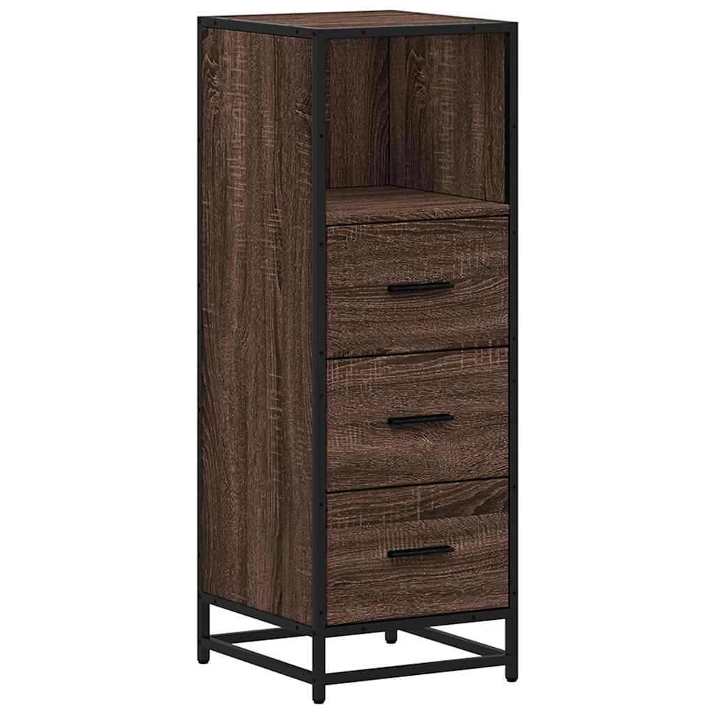 Bathroom Cabinet Brown Oak Look 35x37.5x100 cm Wood Material