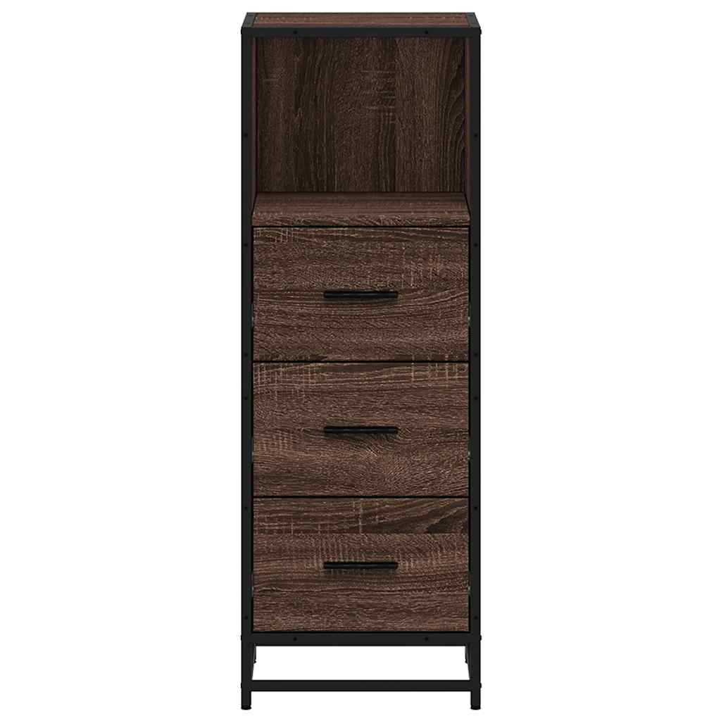 Bathroom Cabinet Brown Oak Look 35x37.5x100 cm Wood Material