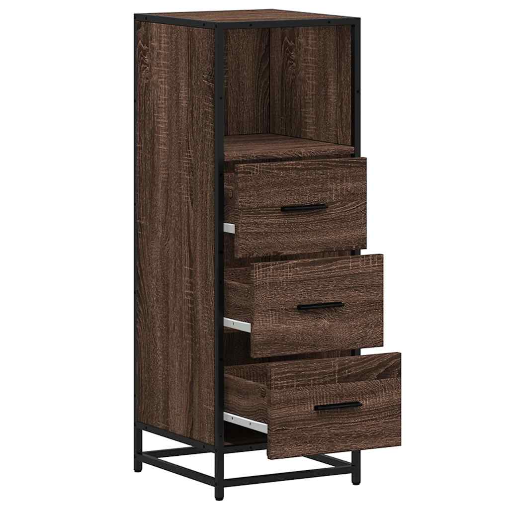 Bathroom Cabinet Brown Oak Look 35x37.5x100 cm Wood Material