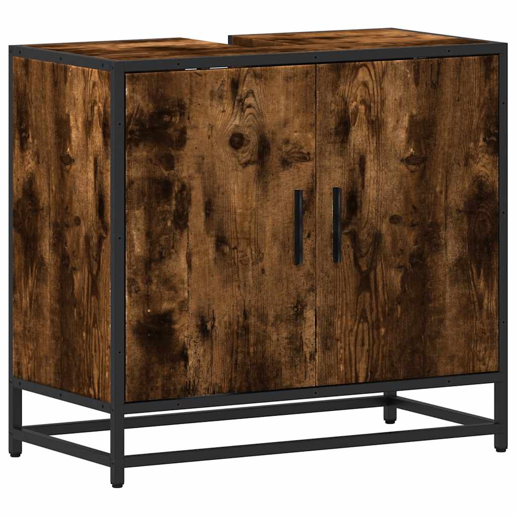 Washbasin base cabinet smoked oak 65x33x60 cm wood material