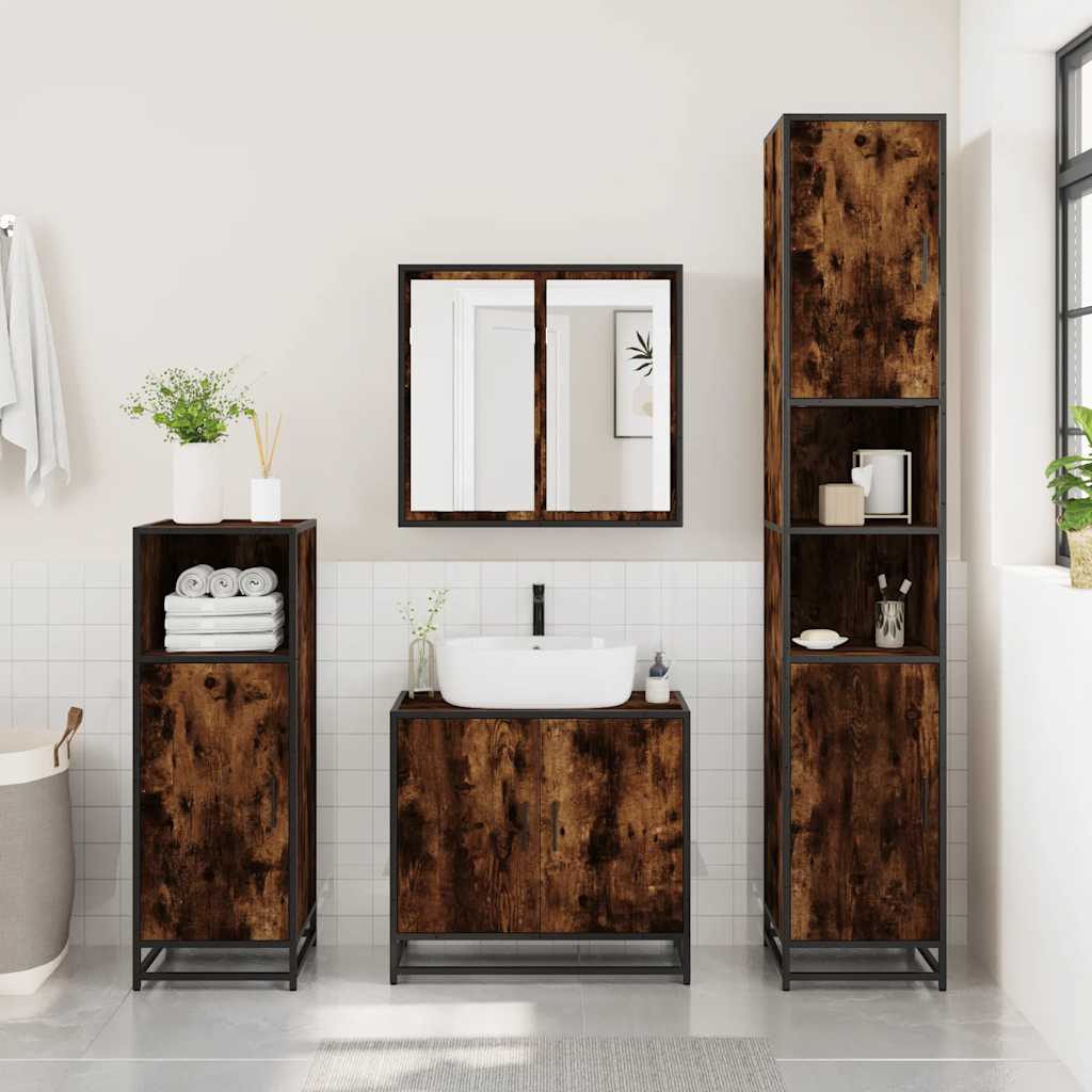 Washbasin base cabinet smoked oak 65x33x60 cm wood material