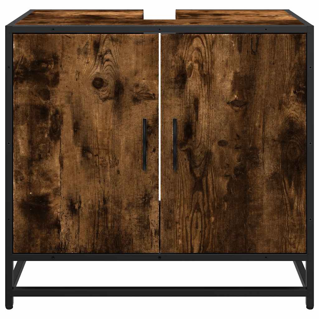 Washbasin base cabinet smoked oak 65x33x60 cm wood material