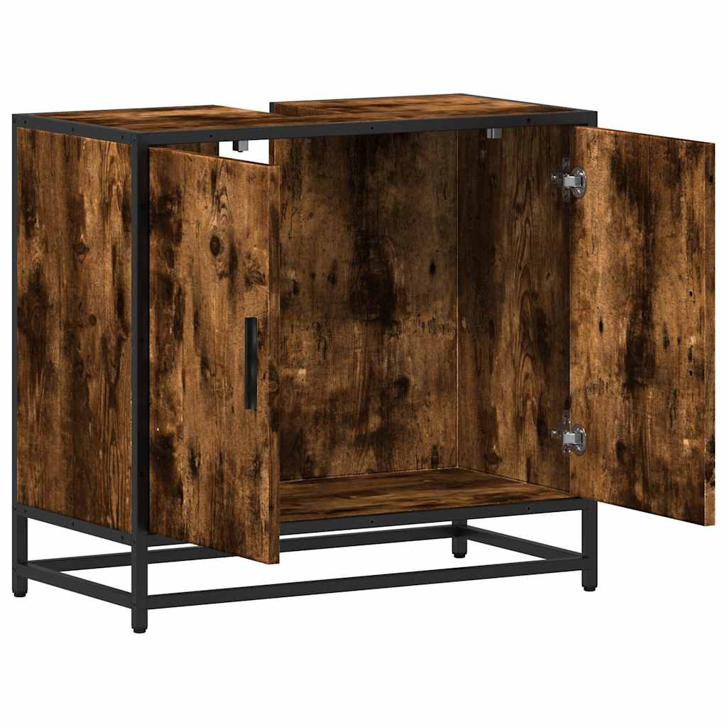 Washbasin base cabinet smoked oak 65x33x60 cm wood material