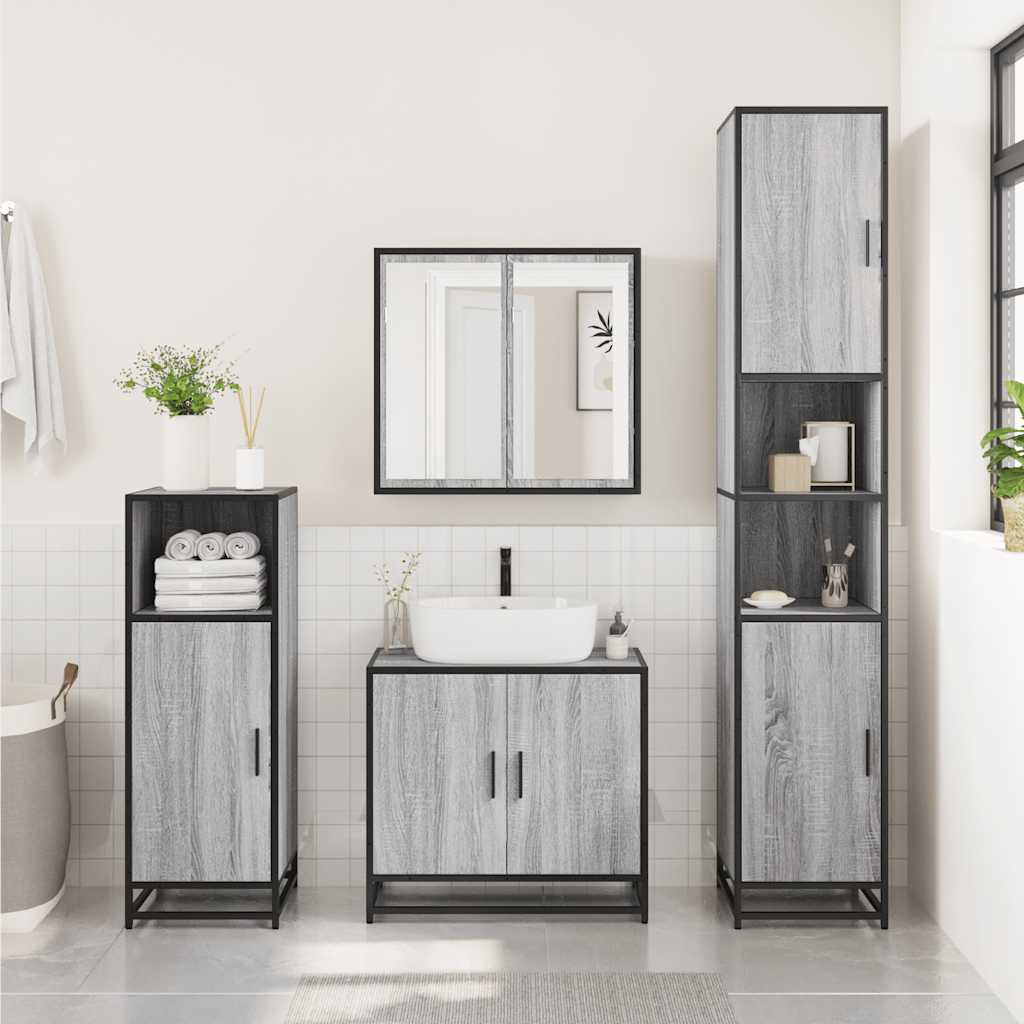 Washbasin Cabinet Grey Sonoma 65x33x60 cm Wood Material