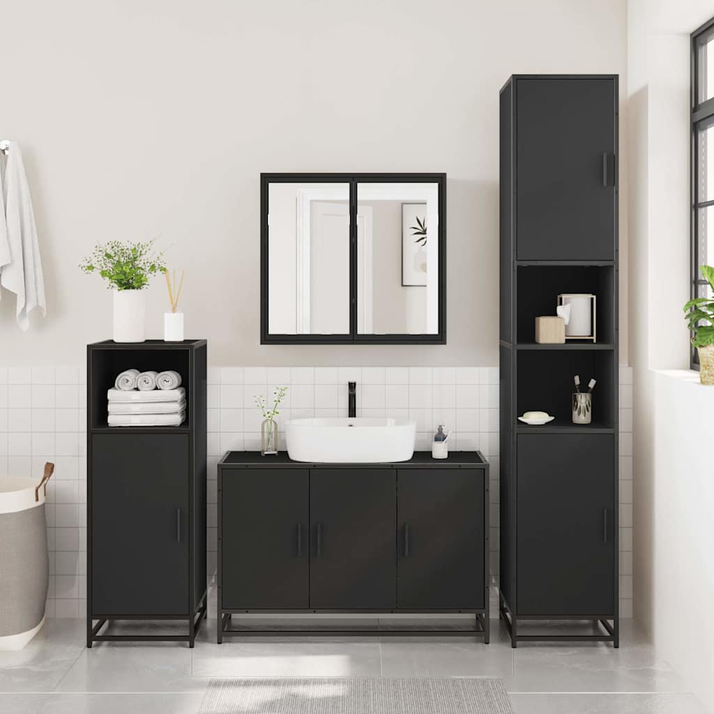 Washbasin Cabinet Black 90x33x60 cm Wood Material