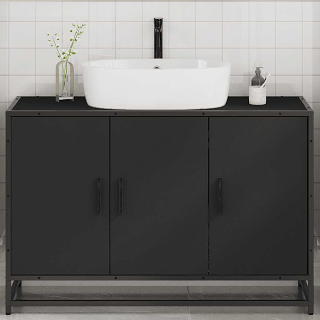 Washbasin Cabinet Black 90x33x60 cm Wood Material