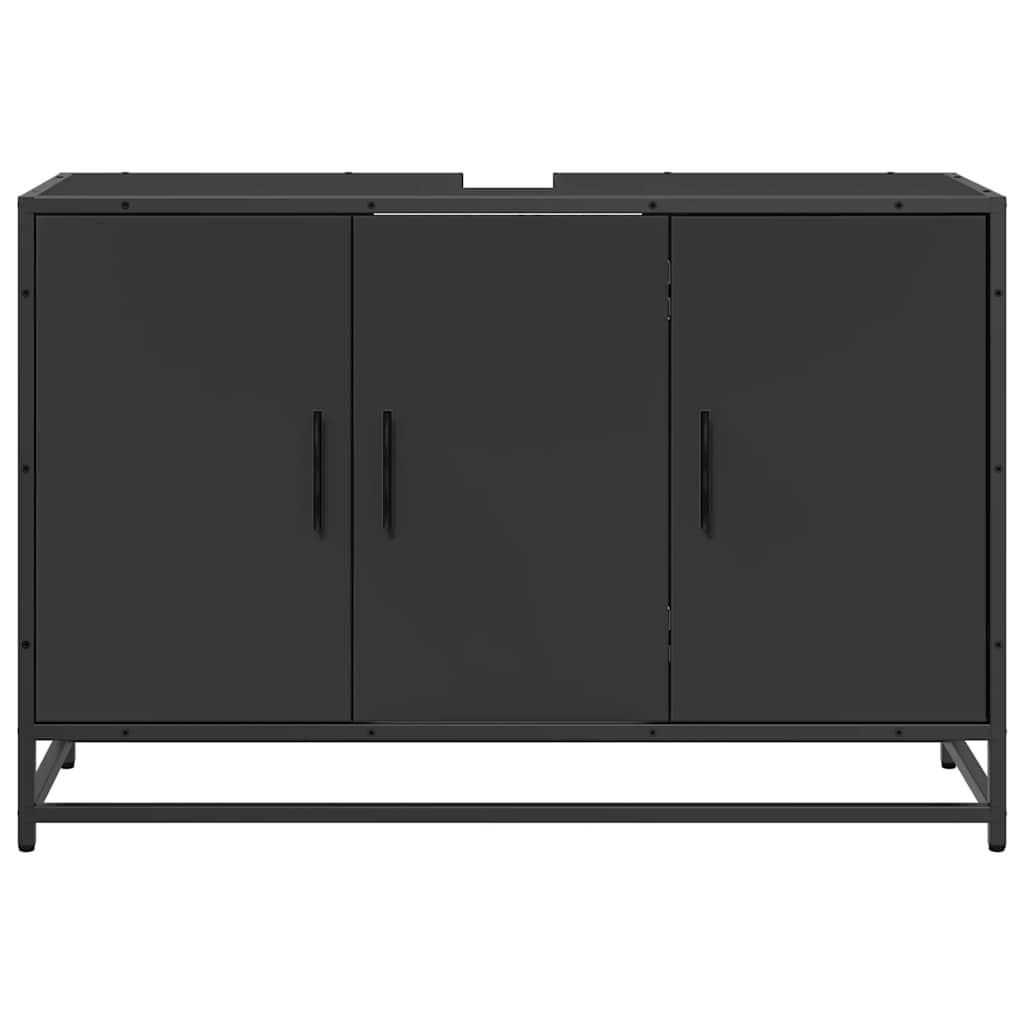 Washbasin Cabinet Black 90x33x60 cm Wood Material