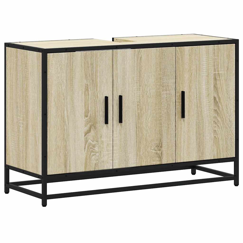 Washbasin base cabinet Sonoma oak 90x33x60 cm wood material