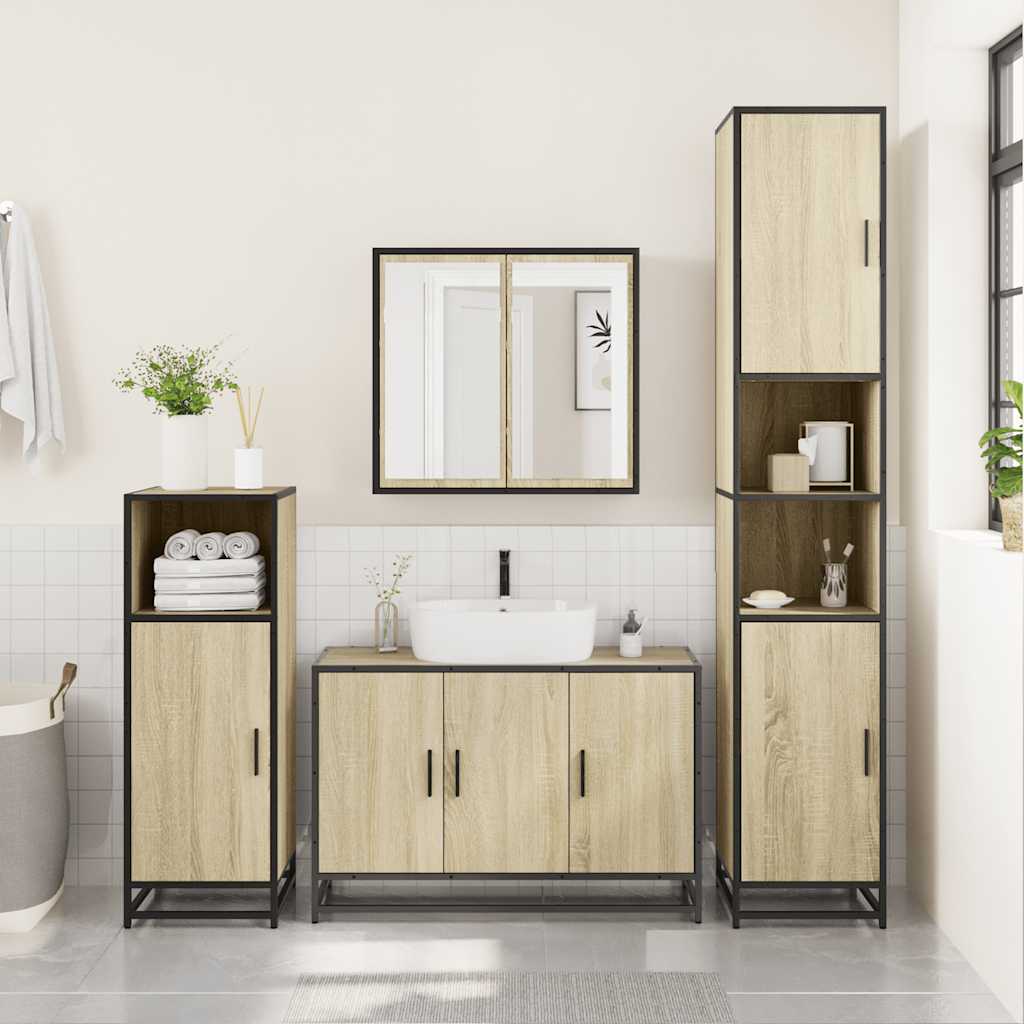 Washbasin base cabinet Sonoma oak 90x33x60 cm wood material