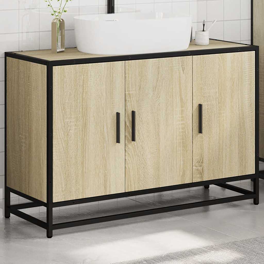 Washbasin base cabinet Sonoma oak 90x33x60 cm wood material