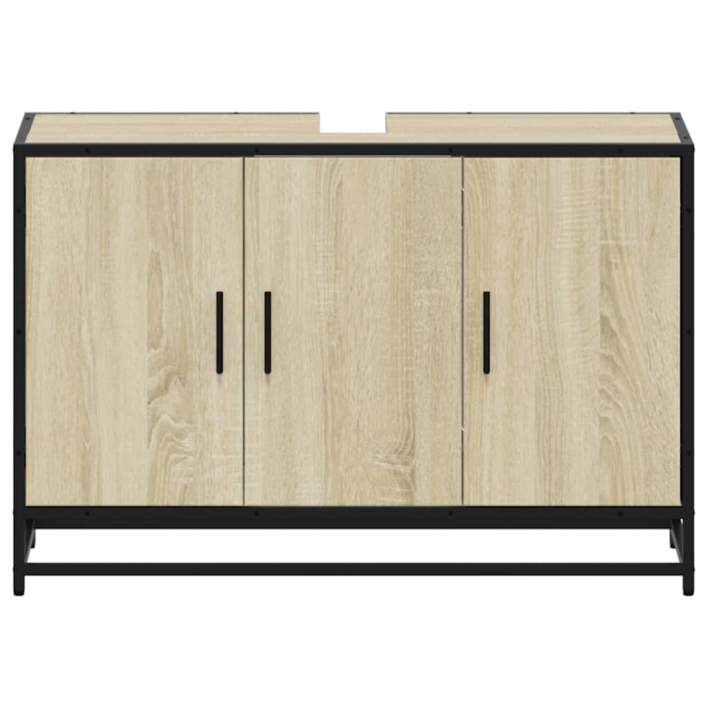 Washbasin base cabinet Sonoma oak 90x33x60 cm wood material