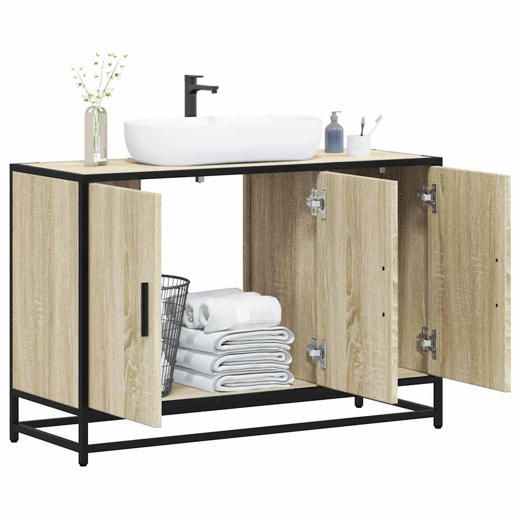 Washbasin base cabinet Sonoma oak 90x33x60 cm wood material