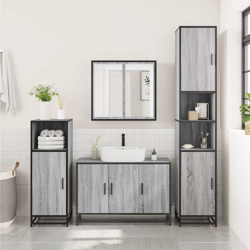 Washbasin Cabinet Grey Sonoma 90x33x60 cm Wood Material