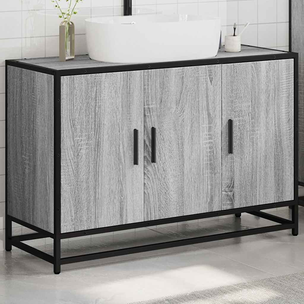 Washbasin Cabinet Grey Sonoma 90x33x60 cm Wood Material