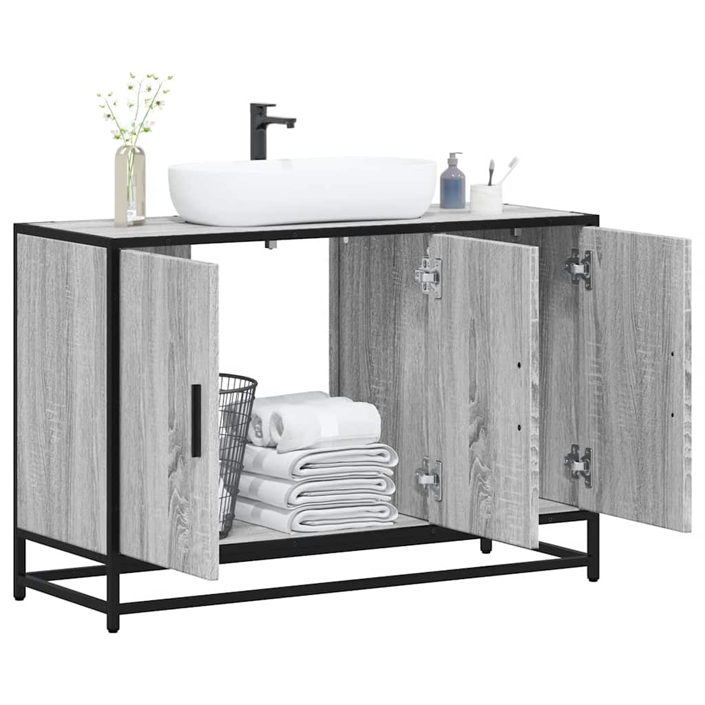 Washbasin Cabinet Grey Sonoma 90x33x60 cm Wood Material