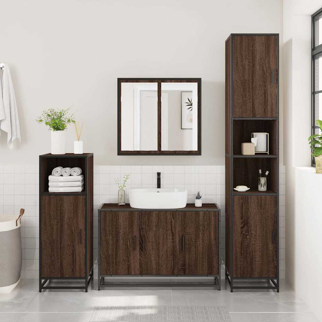 Washbasin Cabinet Brown Oak Look 90x33x60 cm