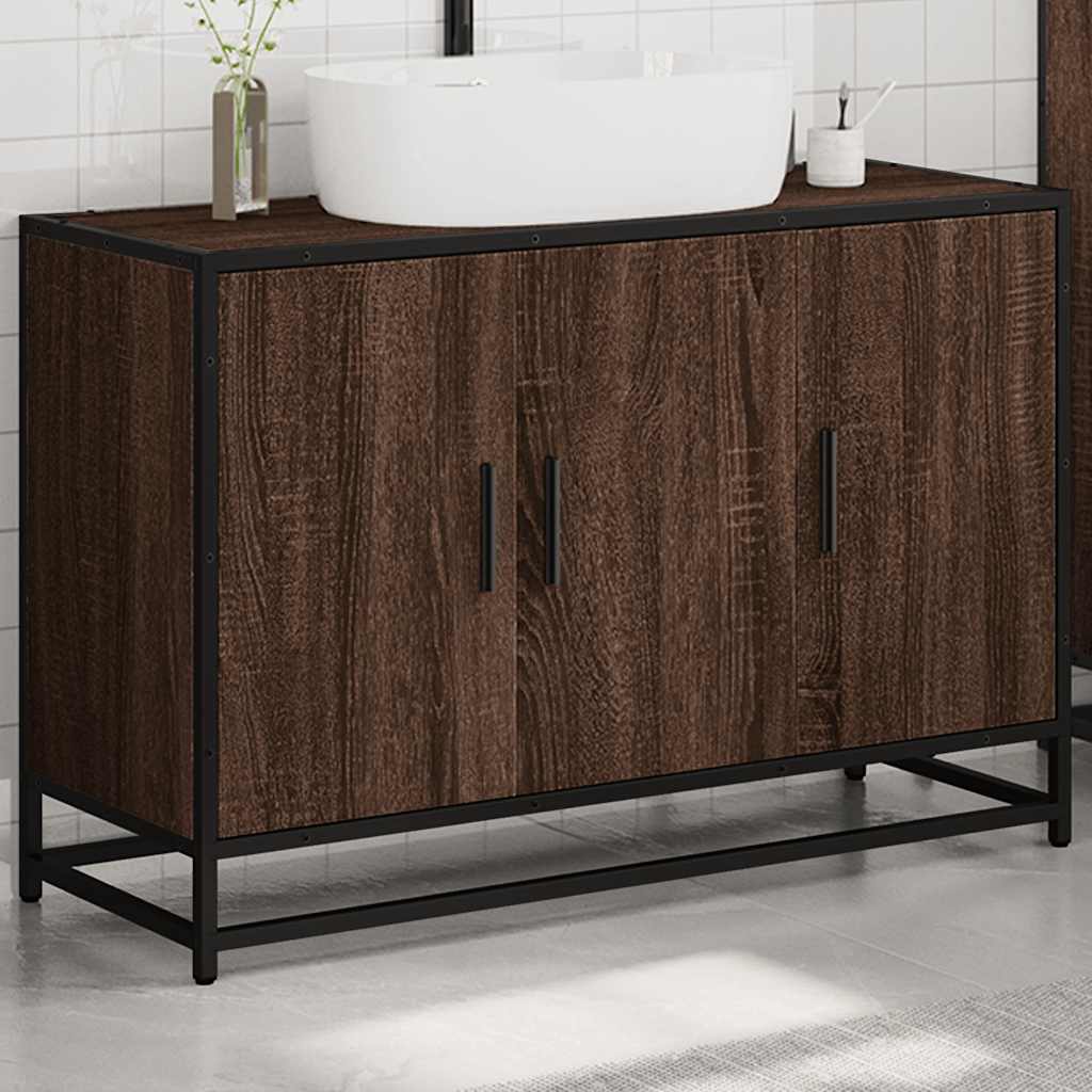 Washbasin Cabinet Brown Oak Look 90x33x60 cm