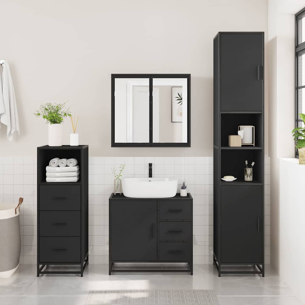 Washbasin Cabinet Black 65x33x60 cm Wood Material