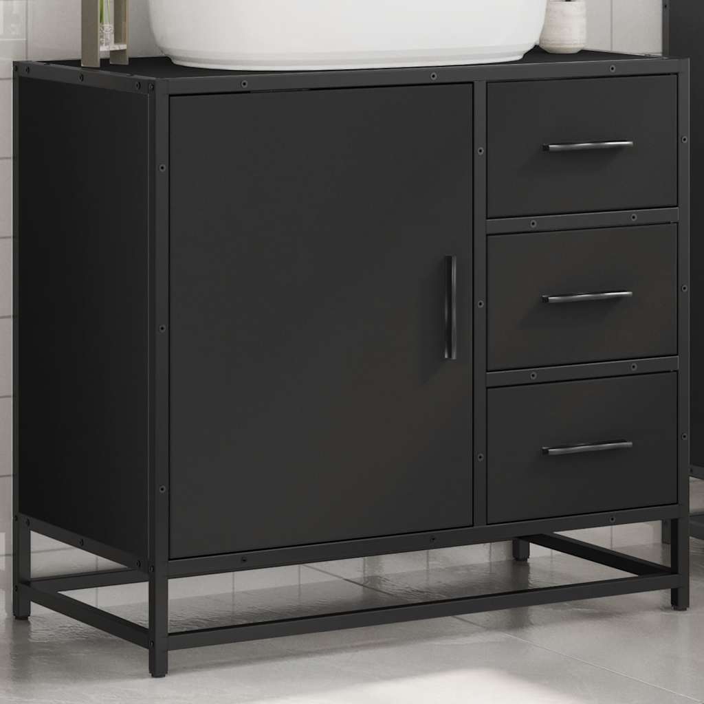 Washbasin Cabinet Black 65x33x60 cm Wood Material