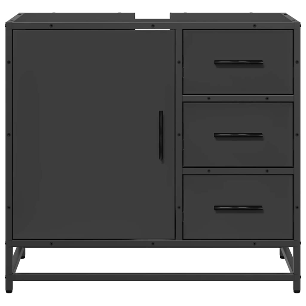 Washbasin Cabinet Black 65x33x60 cm Wood Material