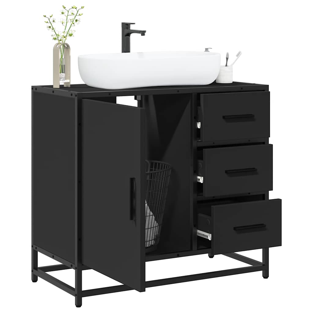 Washbasin Cabinet Black 65x33x60 cm Wood Material