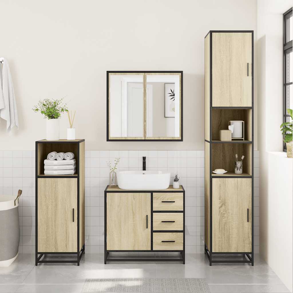 Bathroom Cabinet Sonoma Oak 65x33x60 cm Wood Material