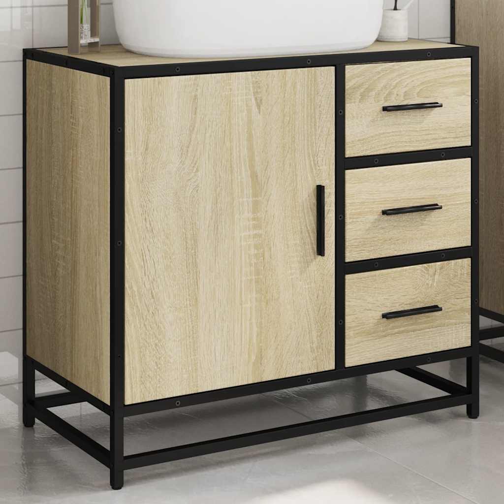 Bathroom Cabinet Sonoma Oak 65x33x60 cm Wood Material