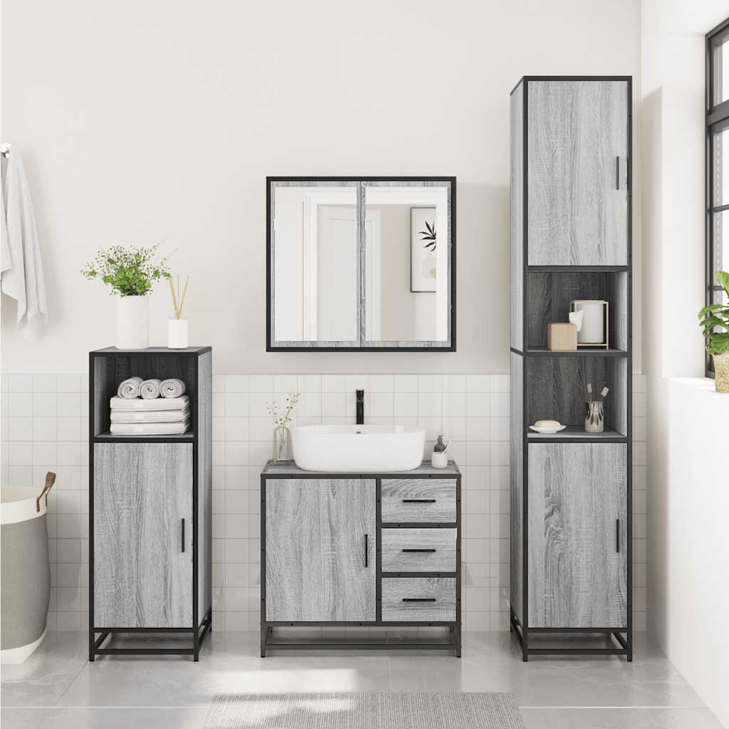 Washbasin Cabinet Grey Sonoma 65x33x60 cm Wood Material