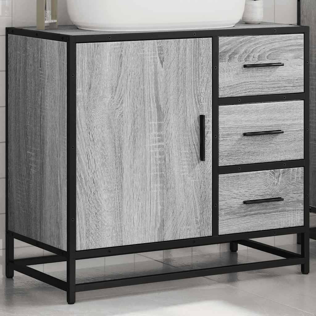 Washbasin Cabinet Grey Sonoma 65x33x60 cm Wood Material