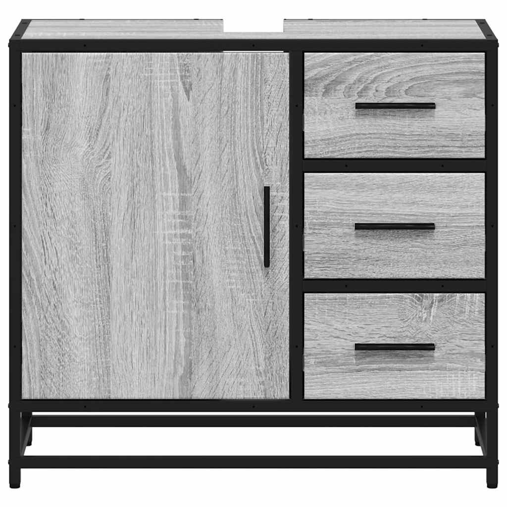 Waschbeckenunterschrank Grau Sonoma 65x33x60 cm Holzwerkstoff