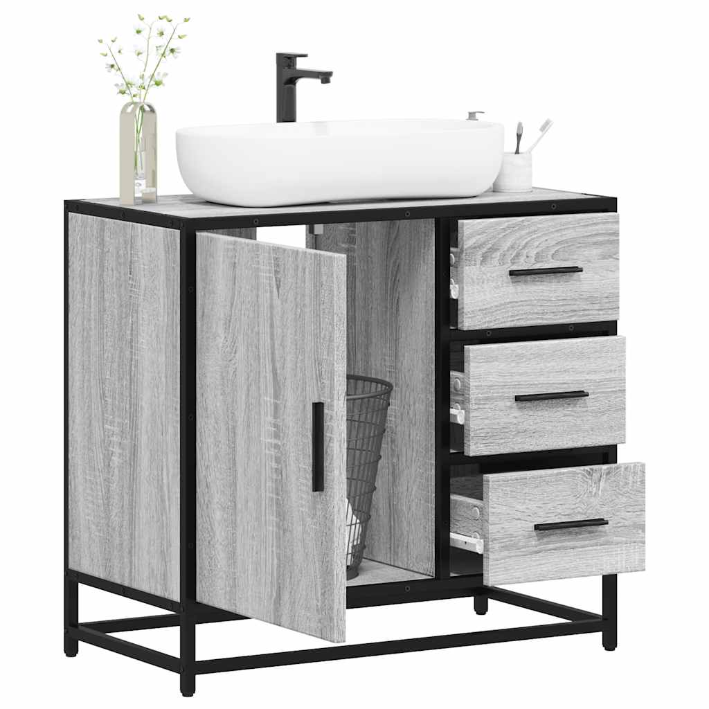 Washbasin Cabinet Grey Sonoma 65x33x60 cm Wood Material