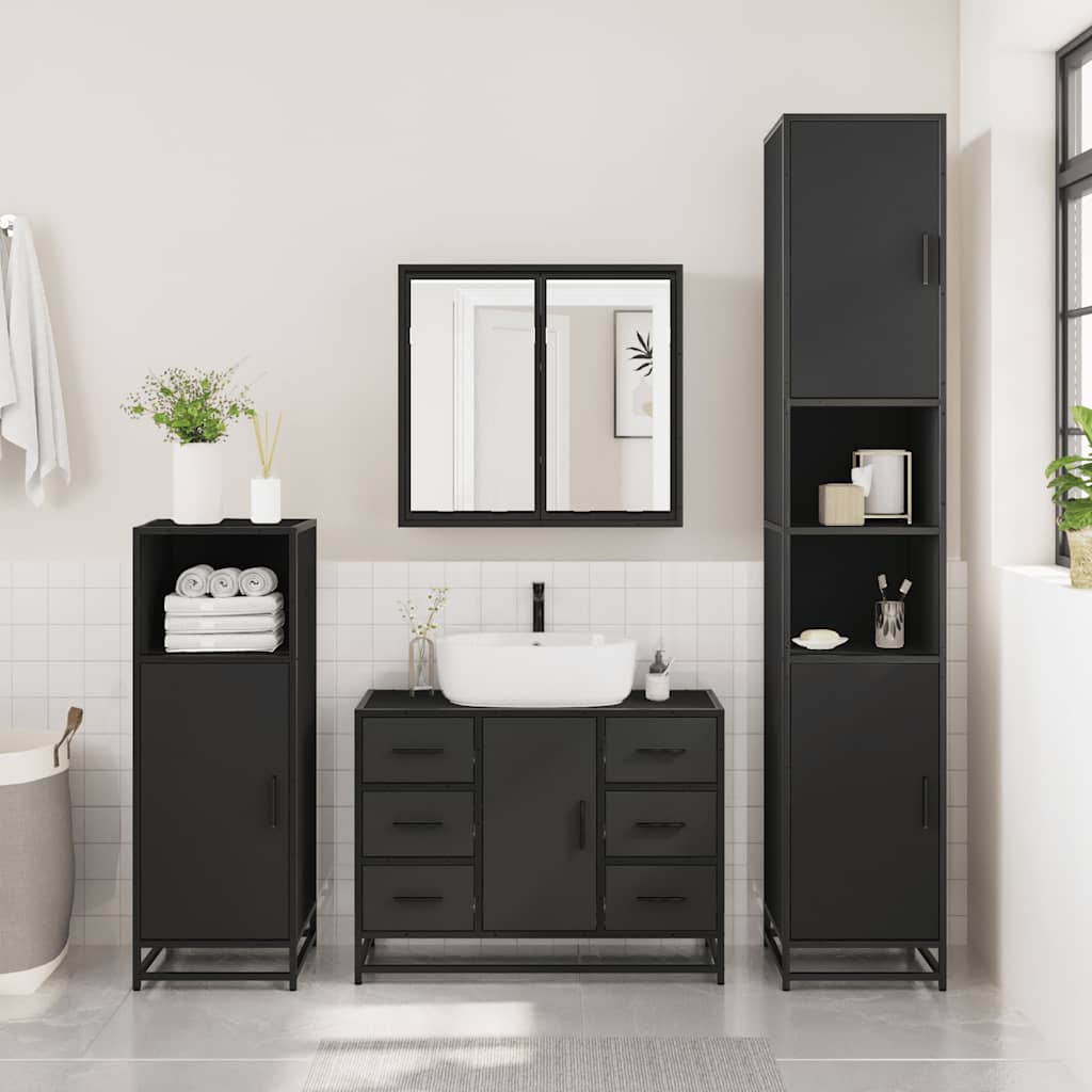 Washbasin Cabinet Black 80x33x60 cm Wood Material