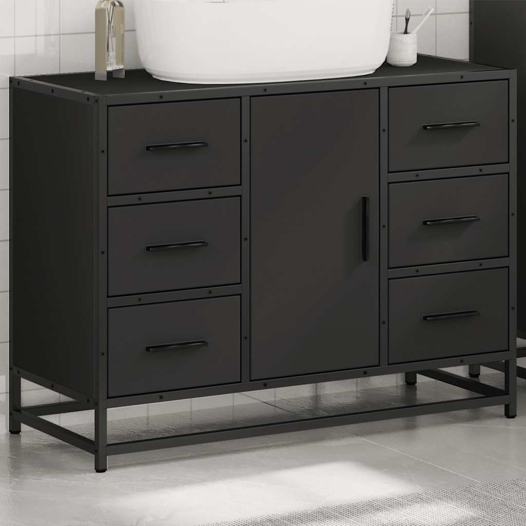 Washbasin Cabinet Black 80x33x60 cm Wood Material