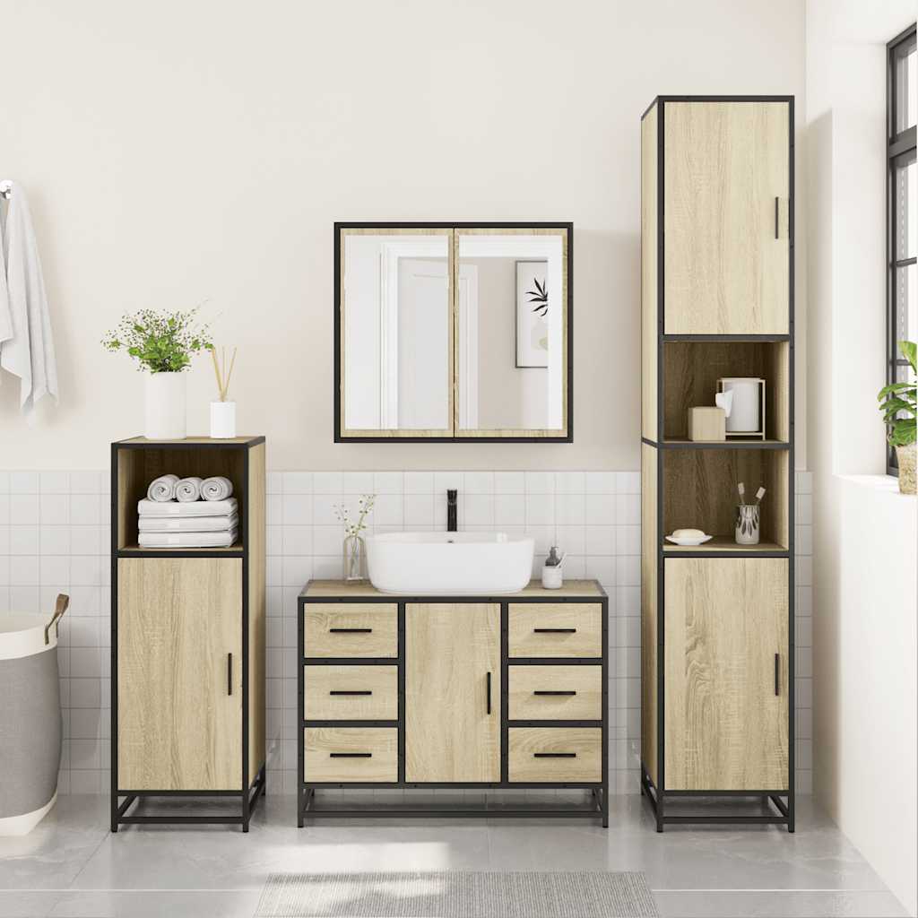 Washbasin base cabinet Sonoma oak 80x33x60 cm wood material