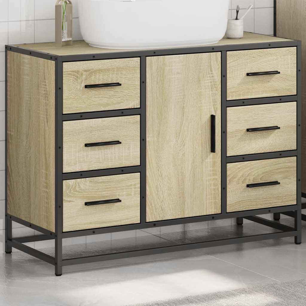 Washbasin base cabinet Sonoma oak 80x33x60 cm wood material